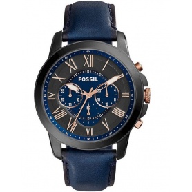 Fossil men's watch, in blue leather, Grant
