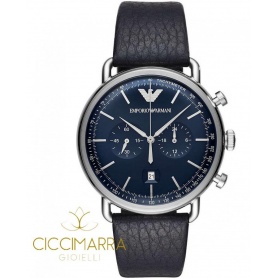 Emporio Armani Uhr, Mann, Chronograph, blaues Leder