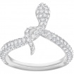 Swarovski ring, Leslie, white snake with silvered pavè - 5365525