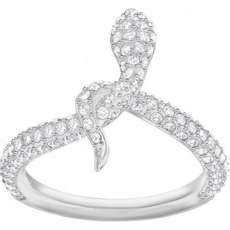 Swarovski anello Leslie serpente bianco con pavè argentato - 5365525