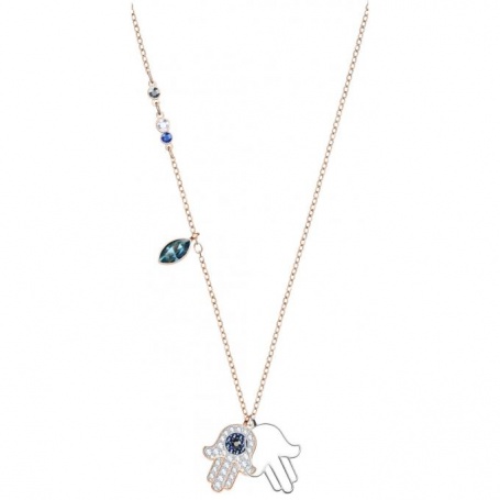Swarovski necklace Duo Hamsa Hand, hand of Fatima turquoise - 5396882
