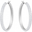 Swarovski Stone hoop earrings, white silver crystals - 5389432