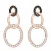 Swarovski Greeting Ring earrings, hanging circles, black crystal rosè
