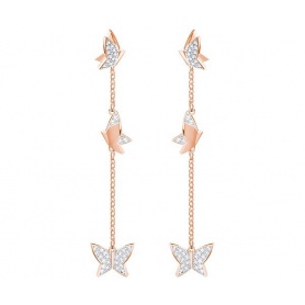 Swarovski Lilia earrings, pave butterfly pendants, rosè - 5382364