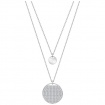Swarovski double necklace Ginger , white circular pendant - 5389047
