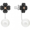 Swarovski earrings Jackets Latisha, black cloverleaf - 5389161