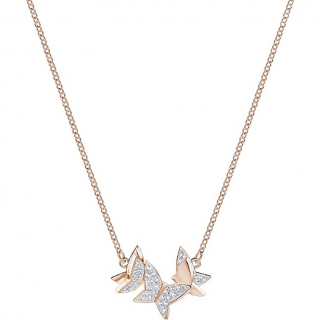 Swarovski necklace Lilia butterflies plated rose gold - 5382366