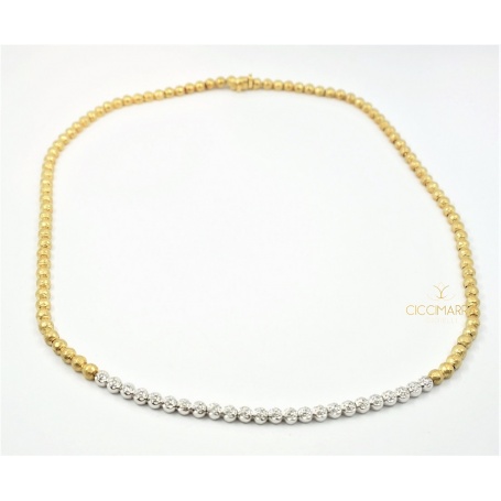 Vendorafa collier, necklace to spheres in yellow and white gold with diamonds