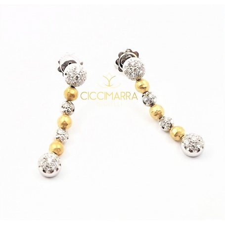 Vendorafa to sphere earrings in yellow and white gold with diamonds
