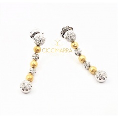 Vendorafa to sphere earrings in yellow and white gold with diamonds