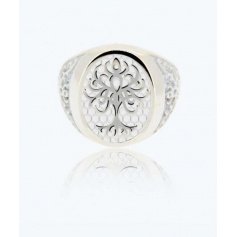 Tree of Life Ring small white in silver - 1A-ADV-B