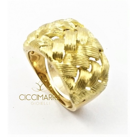 Vendorafa ring, band, with intertwining in satin gold.