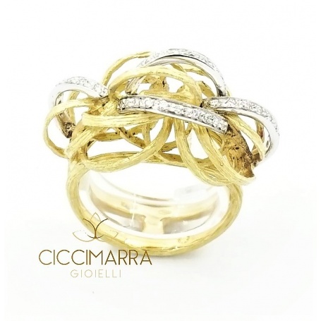 Vendorafa ring, braided wire in gold and diamonds