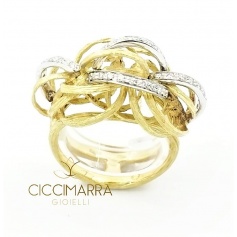 Vendorafa Ring, geflochtener Draht in Gold und Diamanten