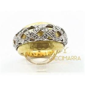 Anello Vendorafa fascia con intreccio in oro e diamanti