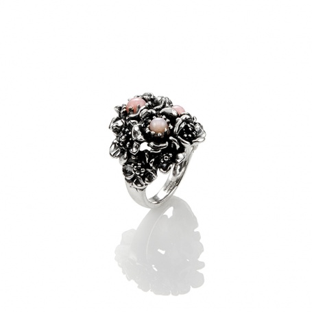 Woman ring Wild rose G.Raspini , silver and pink opal - 10101