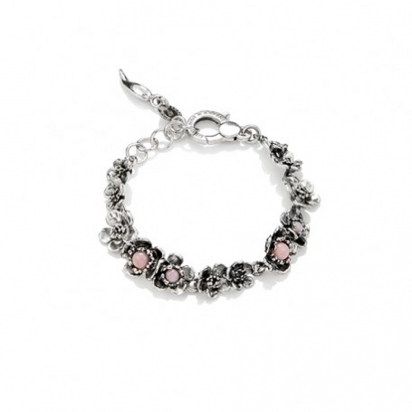 Wild rose G.Raspini bracelet in silver and medium pink opal