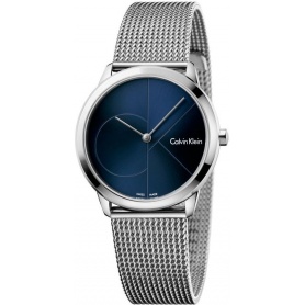 Calvin Klein Silber Minimal Blue Mesh Uhr - K3M2212N