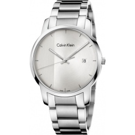 Calvin Klein City watch silver striped steel - K2G2G14X