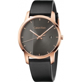 Calvin Klein City watch pink dial and black strap