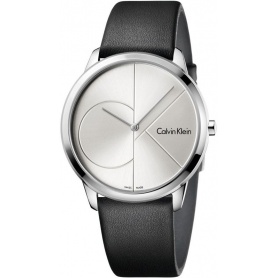 Calvin Klein Minimal Gent watches leather Logo CK silver - K3M211CY