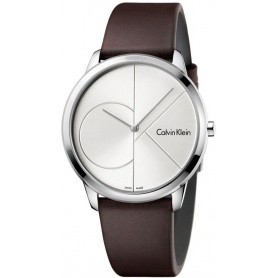 Calvin Klein Minimal Gent brown leather watch CK Logo
