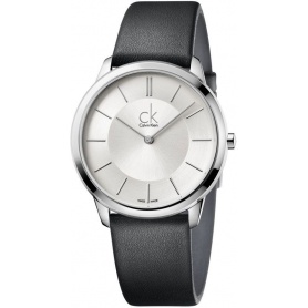 Calvin Klein Minimal Gent leather watch silver dial - K3M211C6