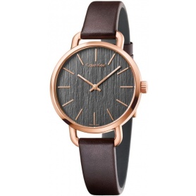 Calvin Klein Even Midsize brown slim leather watch - K7B236G3
