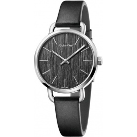 Calvin Klein Even Midsize slim black leather watch - K7B231C1