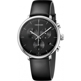 Calvin Klein High Noon watch - Chrono leather black - K8M271C1