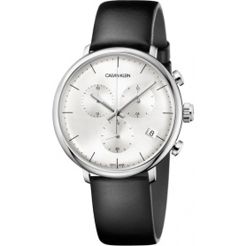 Calvin Klein High Noon watch - Chrono leather silver - K8M271C6