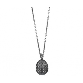 Tatiana Fabergè necklace in burnished silver, white zircons and black enamel