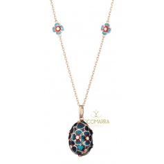 TSARS necklace in silver rosé and blue enamel - TAP03R-DB