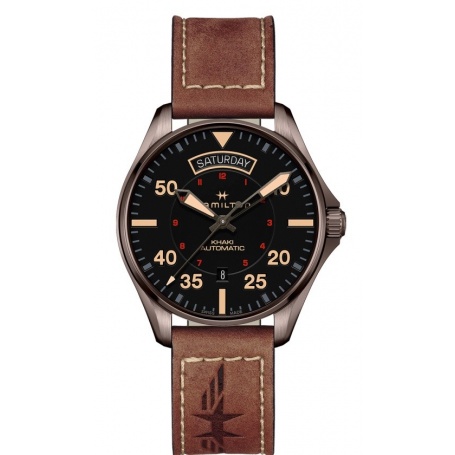 Khaki Pilot Day Date watch in black H64605531