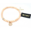 Elastic Mimì bracelet with cream pearls and gold pendant