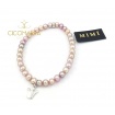 Elastic Mimì bracelet with lilac pearls and Crown