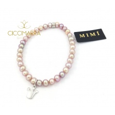 Elastisches Mimì Armband mit lila Perlen und Krone
