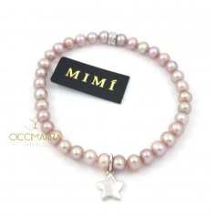 Elastic Mimì bracelet with lilac and Stella pearls