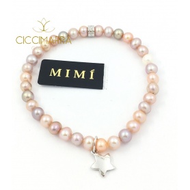 Elastic Mimì bracelet with multicolor pearls and Stella