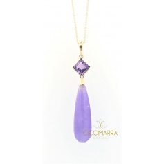 Mimi Shan Teki necklace in gold, lavender jade and amethyst