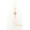 Mimi Shan Teki gold necklace , rose quartz and white sapphire