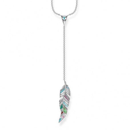 Thomas Sabo woman multicolor feather pendant necklace