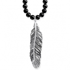 Halskette aus schwarzem Onyx Thomas Sabo Power Piuma pavè