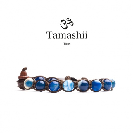 Bracciale Tamashii Agata Blu Striata un giro - BHS900-141