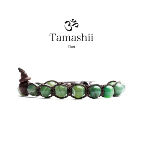 Tamashii bracelet Agate Green Striated , one turn - BHS900-140