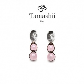 Tamashii Silver and Pink Jade pendant earrings - EHST2-199