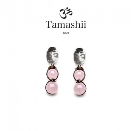 Tamashii Silver and Pink Jade pendant earrings - EHST2-199