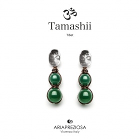 Tamashii silver and green agate pendant earrings - EHST2-12