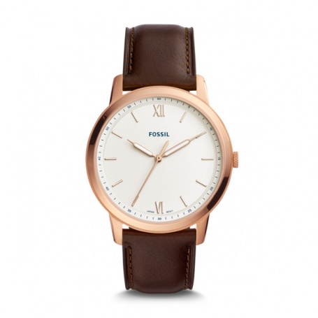 Fossil men's watch The Minimalist rosè in brown leather - FS5463