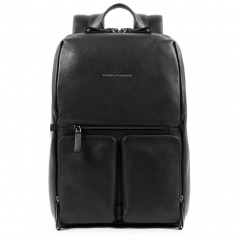 Piquadro Fast-Check Line backpack in black leather - CA4541W89 / N